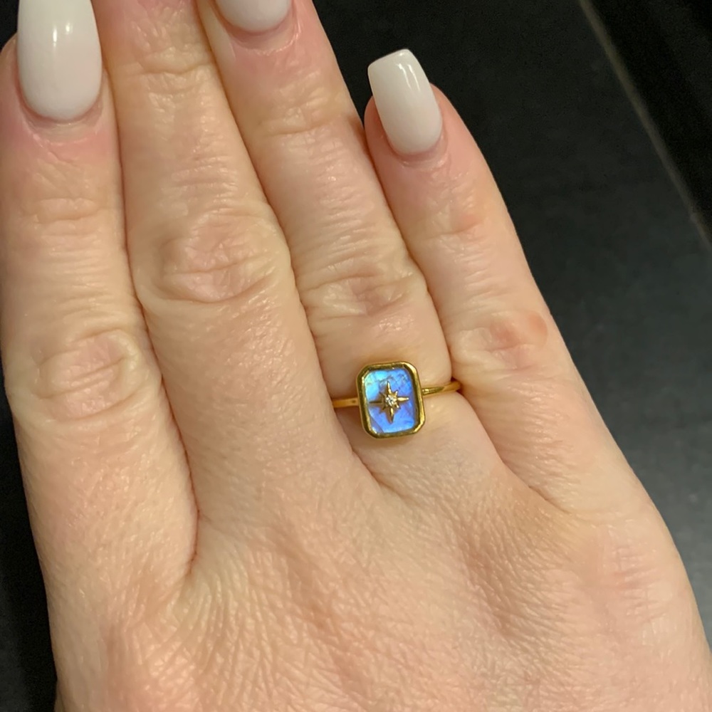 La Kaiser Yellow Gold Plated Moonstone Ring
